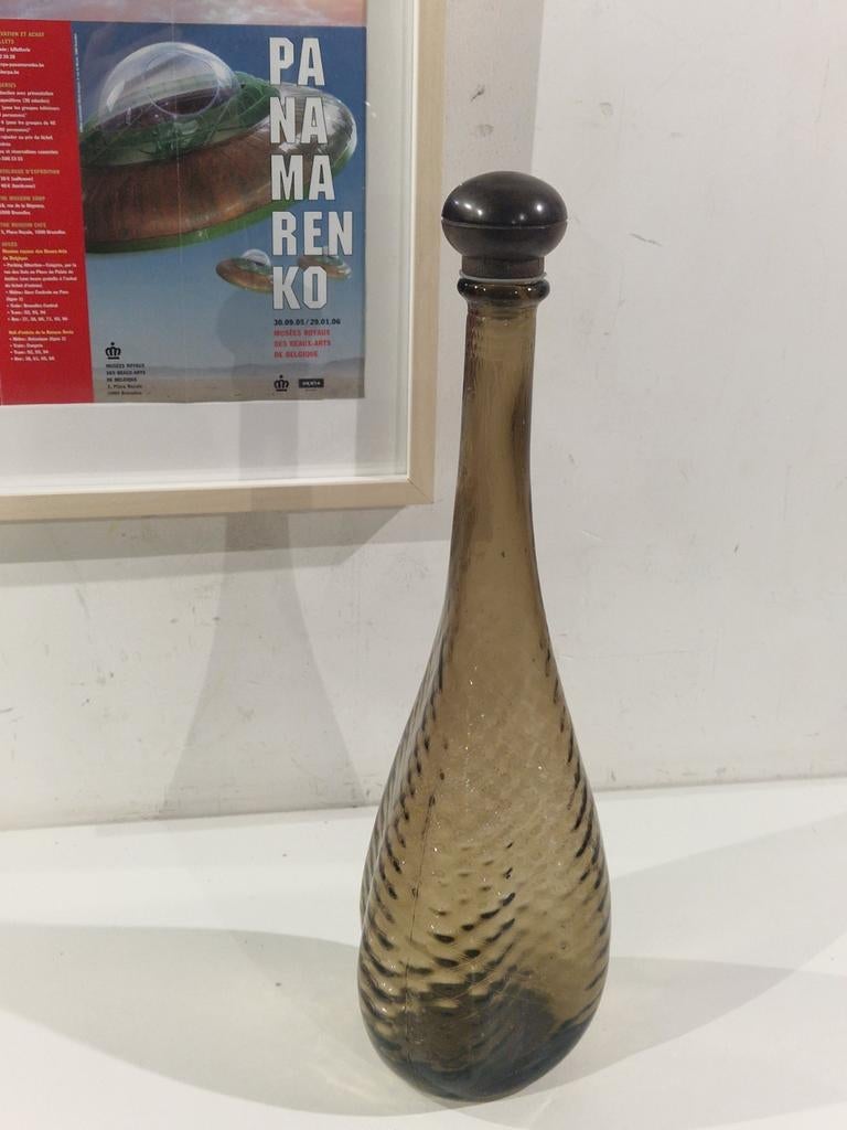 Empoli Amber bruin van kleur,  driehoekige decanter met stop, Ophalen of Verzenden