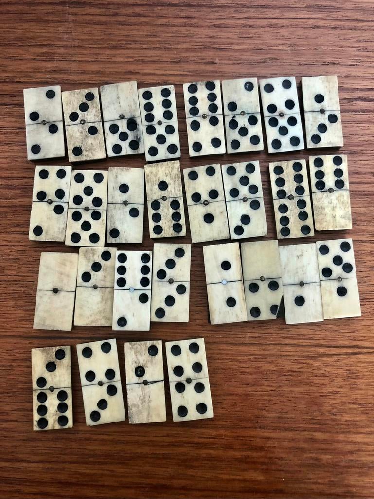 Antiek domino spel - been & ebbenhout €50, Hobby & Loisirs créatifs, Scrapbooking, Comme neuf, Enlèvement
