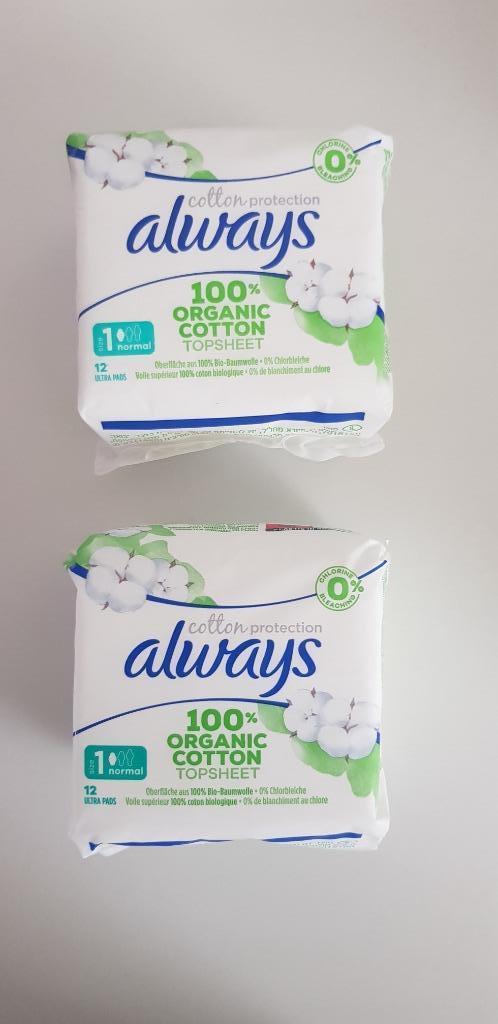 2x maandverband Always organic cotton 12 stuks/pakje, Ophalen of Verzenden, Nieuw