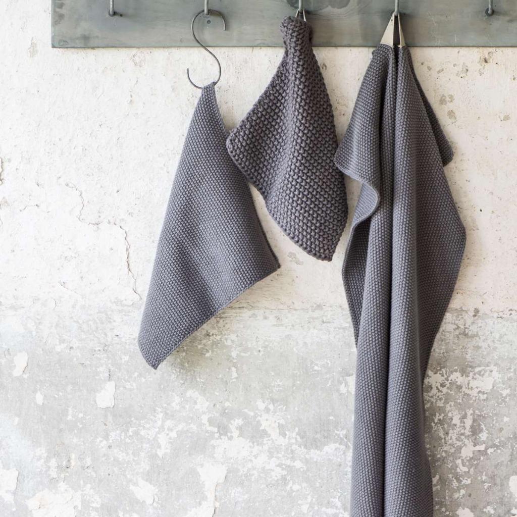 Handdoek Keuken - Dark Grey Knitt - Ib Laursen, Huis en Inrichting, Keuken | Textiel, Ophalen of Verzenden, Nieuw, Grijs, Theedoek of Handdoek