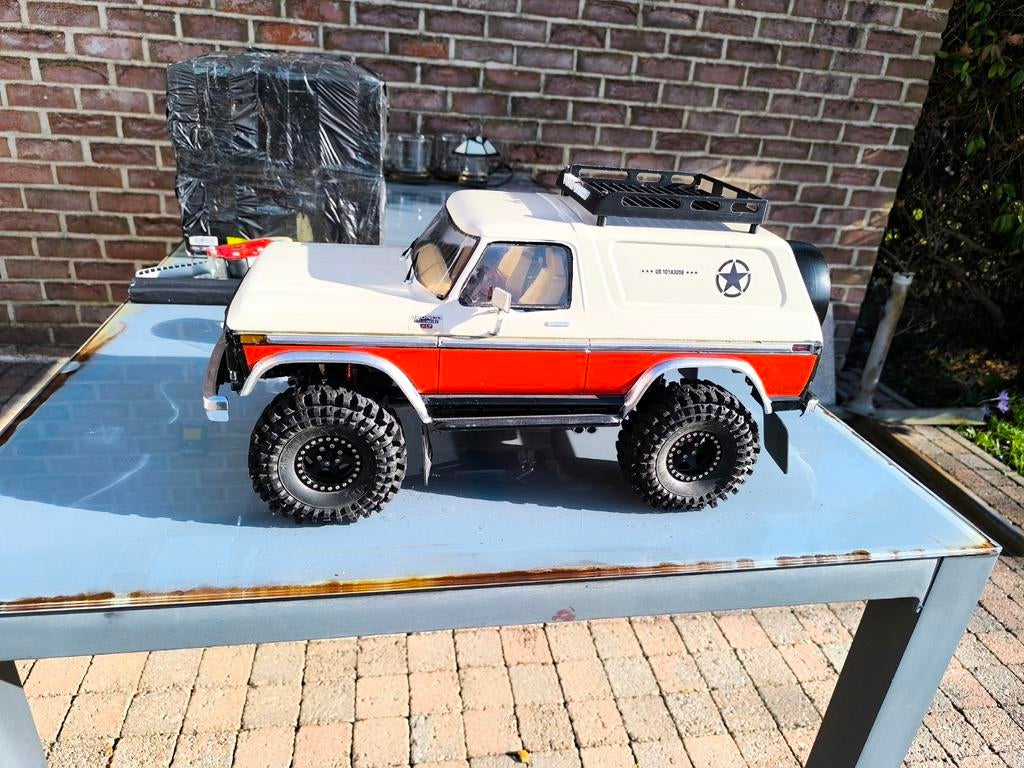 Traxxas 4 1979 bronco 10ch. Interieur, beadlock, 2 dif Blok, Elektro, Gebruikt, Auto offroad, Ophalen of Verzenden