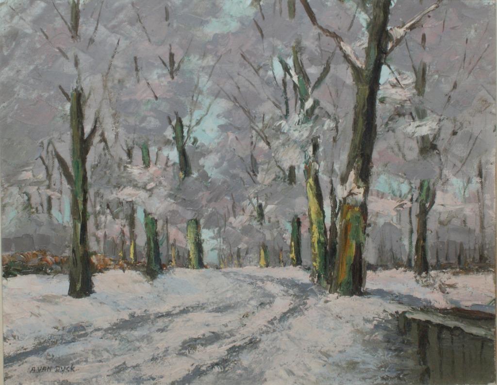 A. Van Dyck (1905-1951): Winterlandschap (64 x 56 cm), Enlèvement ou Envoi