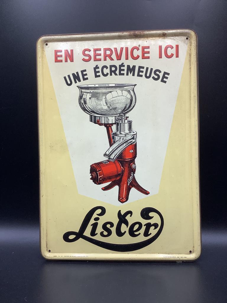 Ancienne plaque écrémeuse Lister - 1952, Enlèvement ou Envoi, Comme neuf