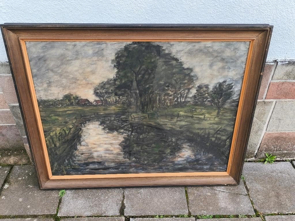 Aquarelle paysage signe Théo idserda, Antiek en Kunst, Kunst | Schilderijen | Klassiek, Ophalen