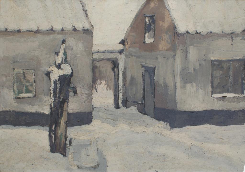 Winters hoevezicht (59 x 45 cm), Ophalen of Verzenden