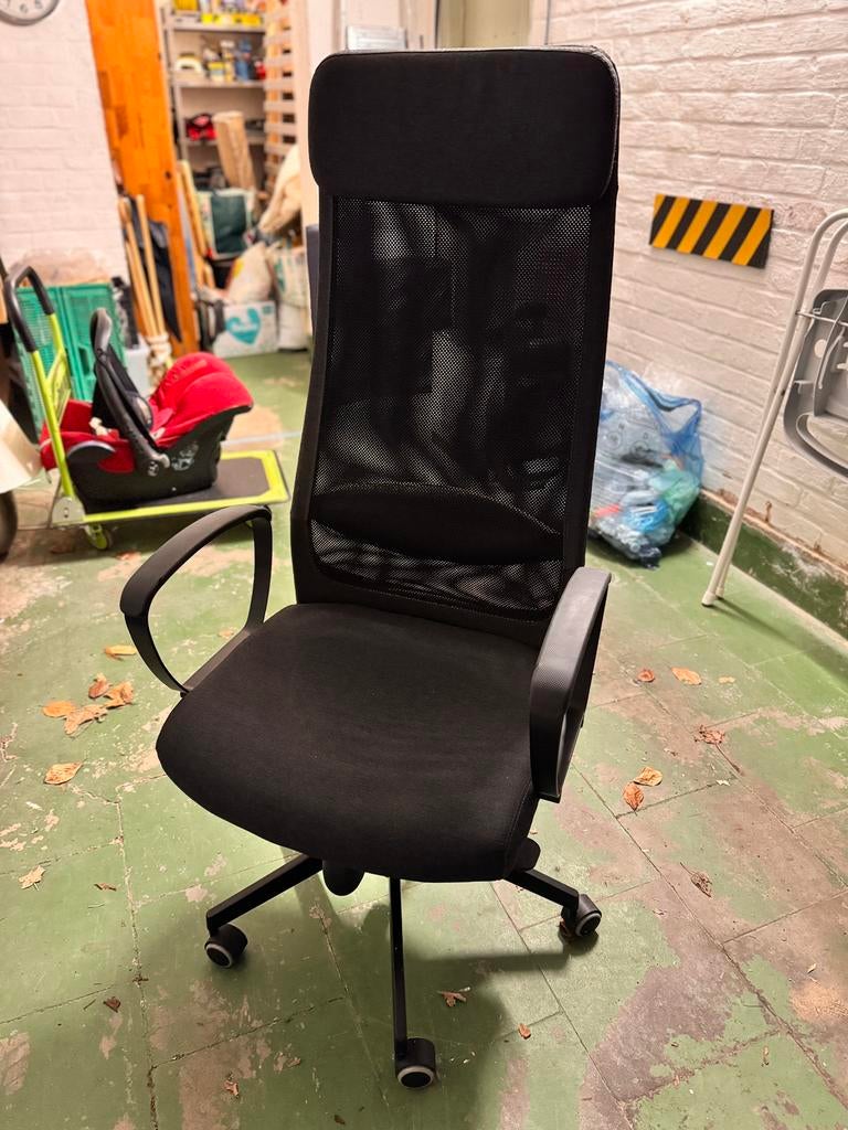 Chaise de bureau ergonomique IKEA Markus (tissu), Huis en Inrichting, Bureaustoelen, Ophalen, Gebruikt, Grijs, Bureaustoel