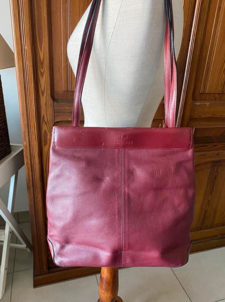 Lederen schoudertas kesslord bordeaux kleur, Handtassen en Accessoires, Ophalen, Zo goed als nieuw