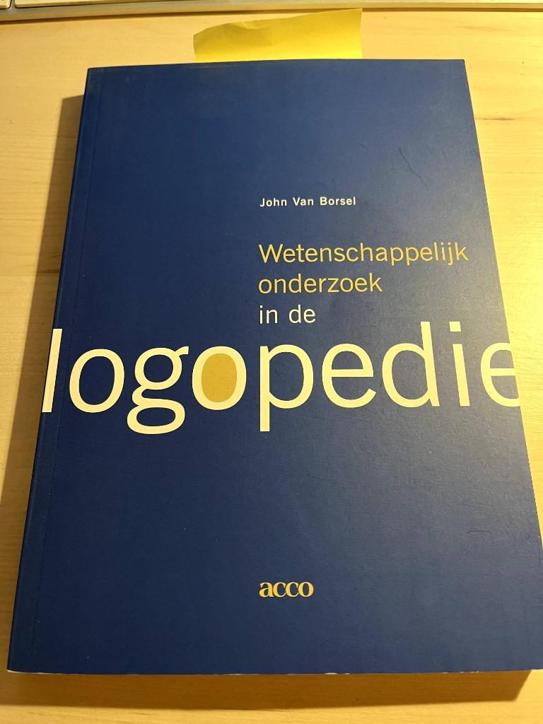 Wetenschappelijk onderzoek in de logopedie, Gelezen, Hoger Onderwijs, Ophalen of Verzenden, John Van Borsel