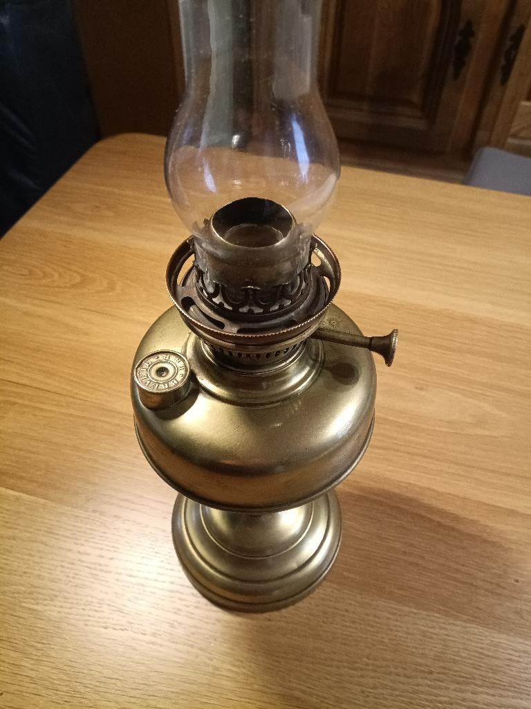 Grande lampe à pétrole ancienne L&B Breveté 53 cm – Laiton, Enlèvement