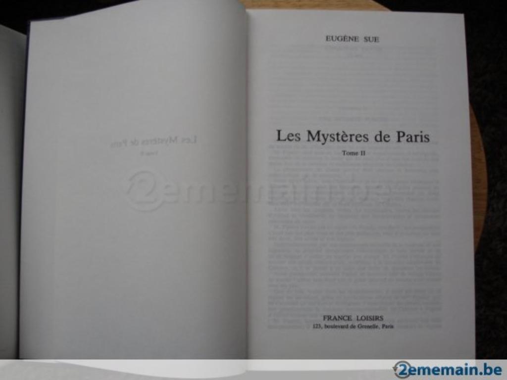 Les mystères de Paris, tome II, Eugène Sue, Enlèvement ou Envoi, Utilisé