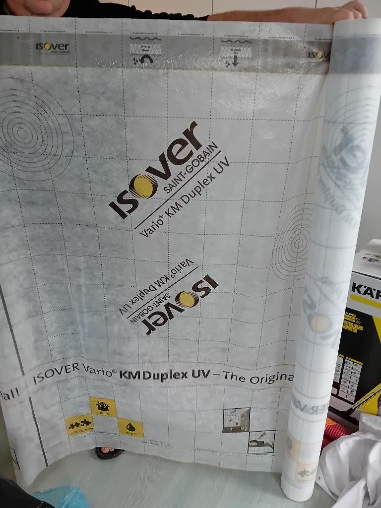 isover dampscherm, Doe-het-zelf en Bouw, Isolatie en Afdichting, Overige materialen, Gebruikt, 15 m² of meer, Ophalen