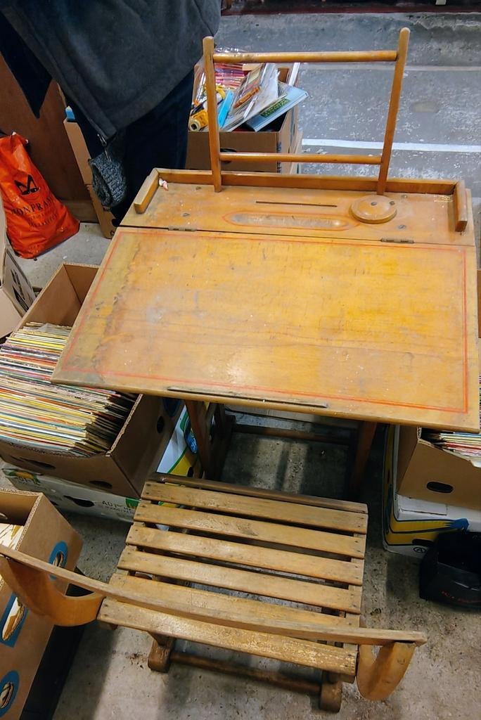 Banc d'école vintage avec chaise, Enlèvement