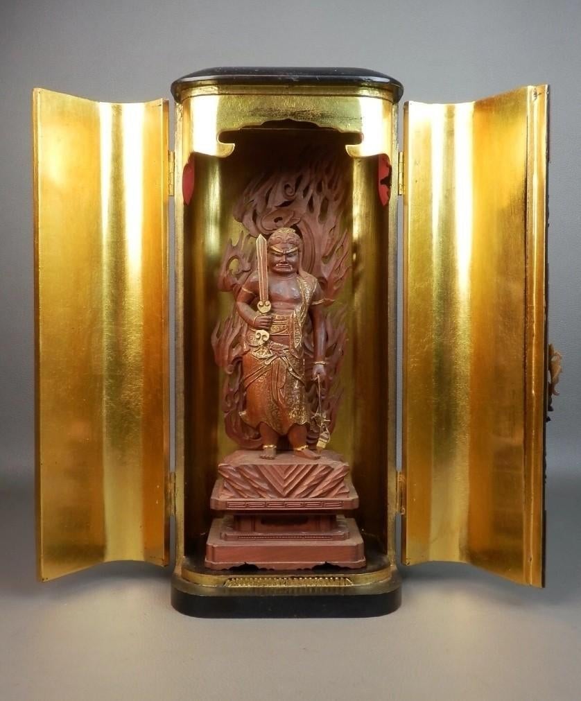 Zushi Buddha Acala Japans 38 cm, Antiek en Kunst, Antiek | Religieuze voorwerpen, Ophalen of Verzenden