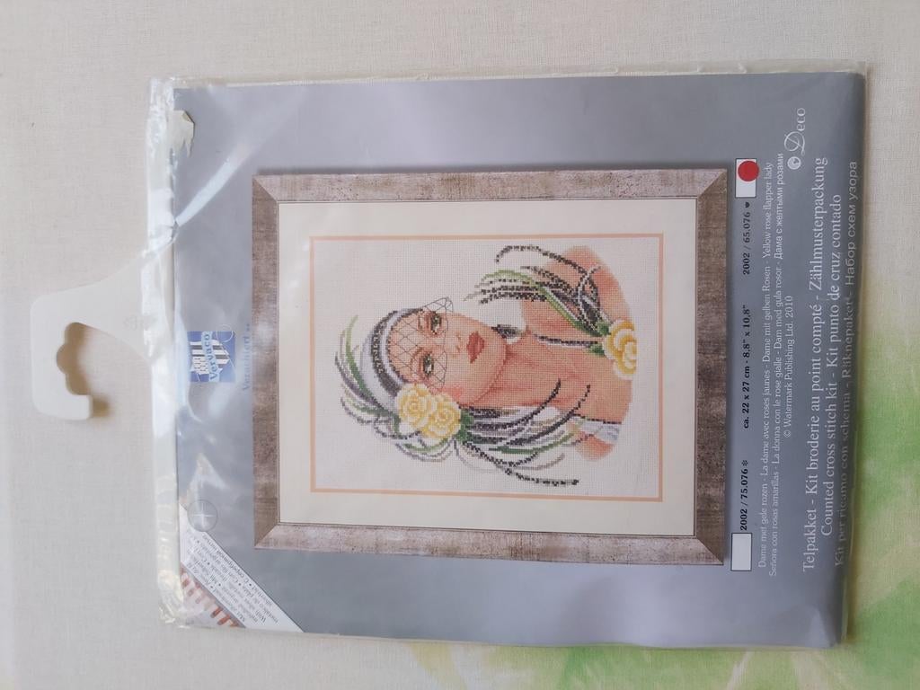 Vervaco - Dame met gele rozen - telpakket, Ophalen of Verzenden, Nieuw