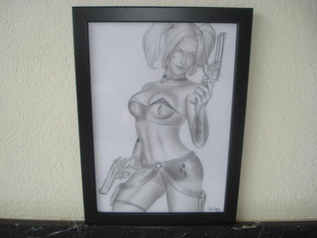 Harley Quinn Dessin Original Ed Benes Studio DC Comics Signé, Neuf, Enlèvement ou Envoi, Rectangulaire vertical, Avec cadre