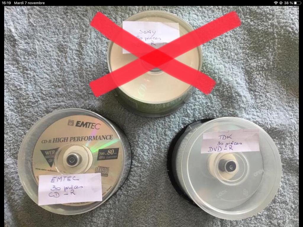 CD-R et DVD-R en lot +/_ 60 pcs pour 15€, Informatique & Logiciels, Disques enregistrables, Neuf, Cd, Réinscriptible