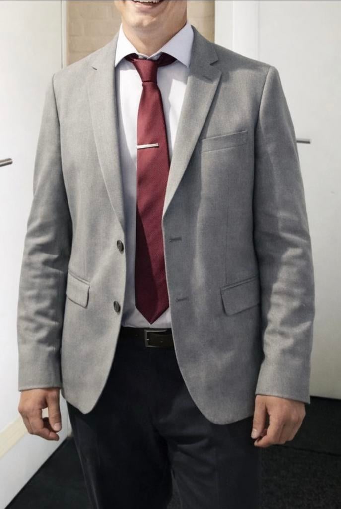Stijlvolle grijze blazer / colbert, Kleding | Heren, Ophalen of Verzenden, Zo goed als nieuw, Maat 46 (S) of kleiner, Grijs