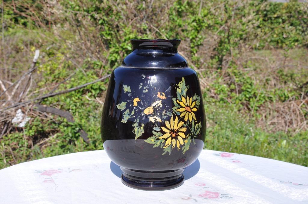 vase boom /havre fleur peinte a la main, Antiquités & Art, Enlèvement ou Envoi