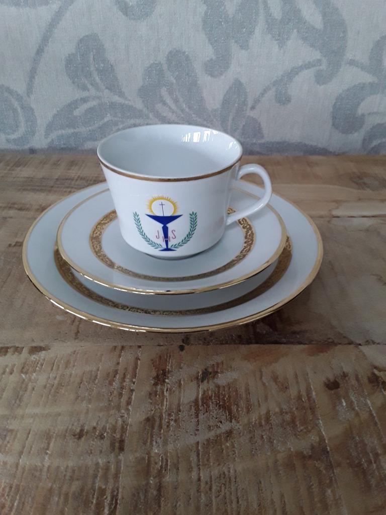 Communie kop met schotel driedelig, Antiek en Kunst, Ophalen of Verzenden