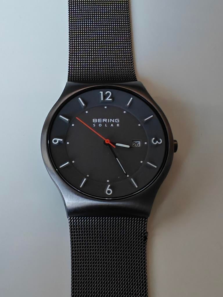 Stijlvol Bering Solar donkergrijs horloge, Overige merken, Staal, Staal, Polshorloge