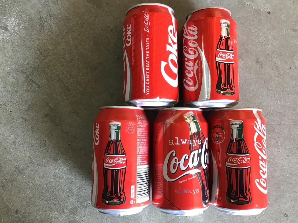 Coca-Cola 16 verschillende Engelse blikjes, Ophalen of Verzenden, Gebruikt, Verpakking
