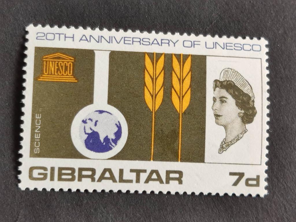 Gibraltar 1966 - UNESCO, graan, wereldkaart **, Ophalen of Verzenden, Overige landen, Postfris