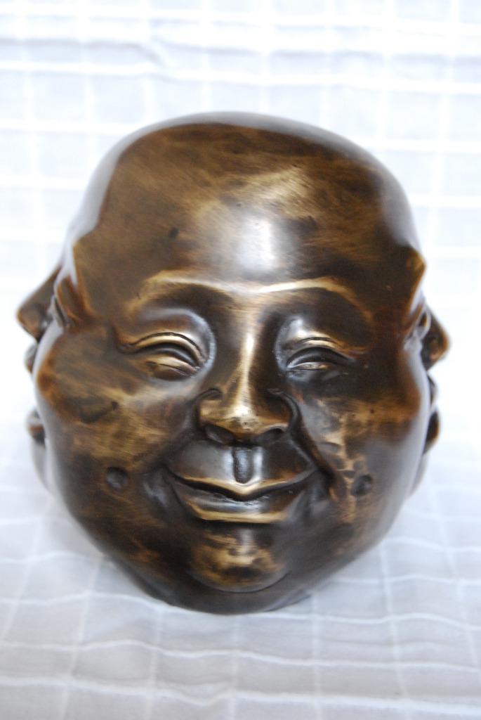 PRACHTIG BRONZEN BOEDDHAHOOFD (De 4 gezichten)., Antiek en Kunst, Ophalen of Verzenden, Brons
