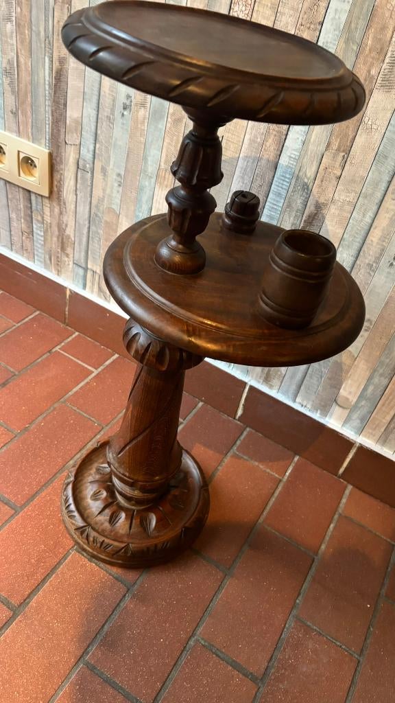 Antieke rooktafel rookstandaard massief hout '20-'30, Antiek en Kunst, Ophalen of Verzenden