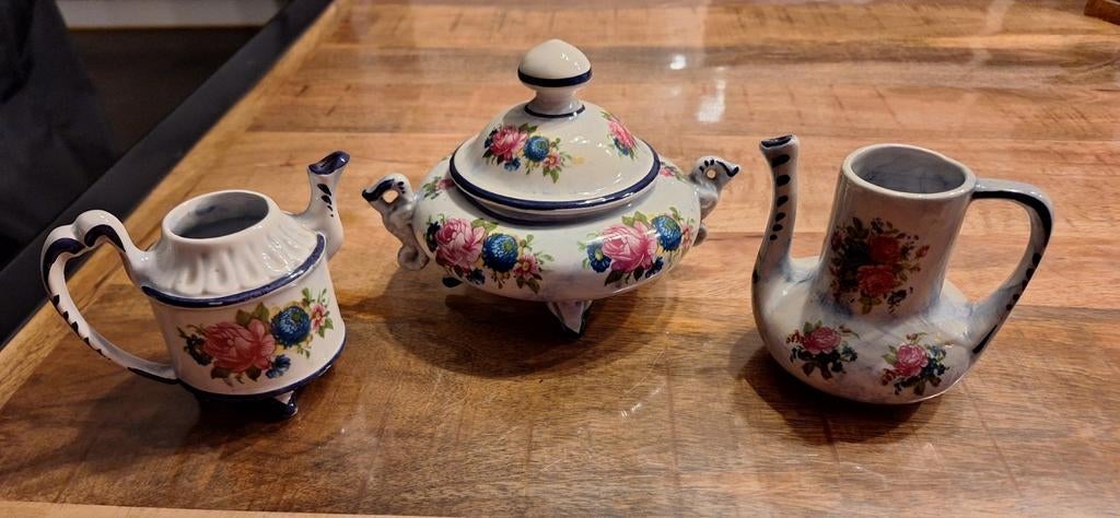 Keramische Vecchia sierpotjes koffie/thee melk suikerpot, Enlèvement ou Envoi