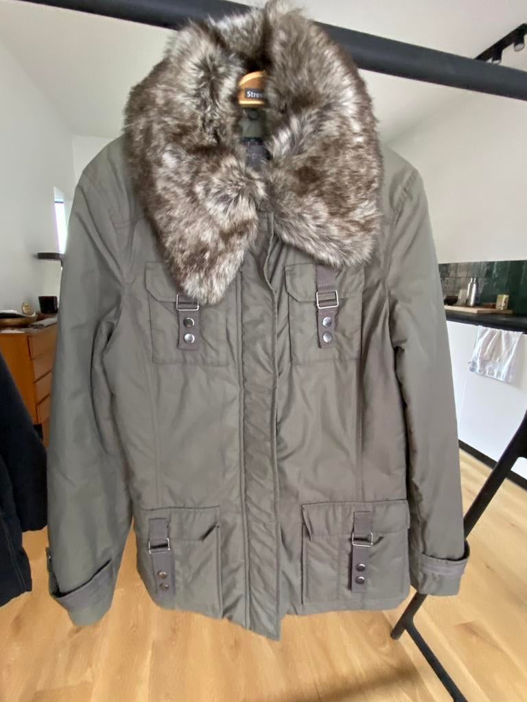 Veste beige col fausse fourrure T38, Ophalen, Gedragen, Beige