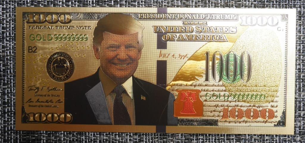 Billet 1000$ Dollars USA 2018 UNC Donald Trump feuille d'or, Envoi, Autres pays, Série