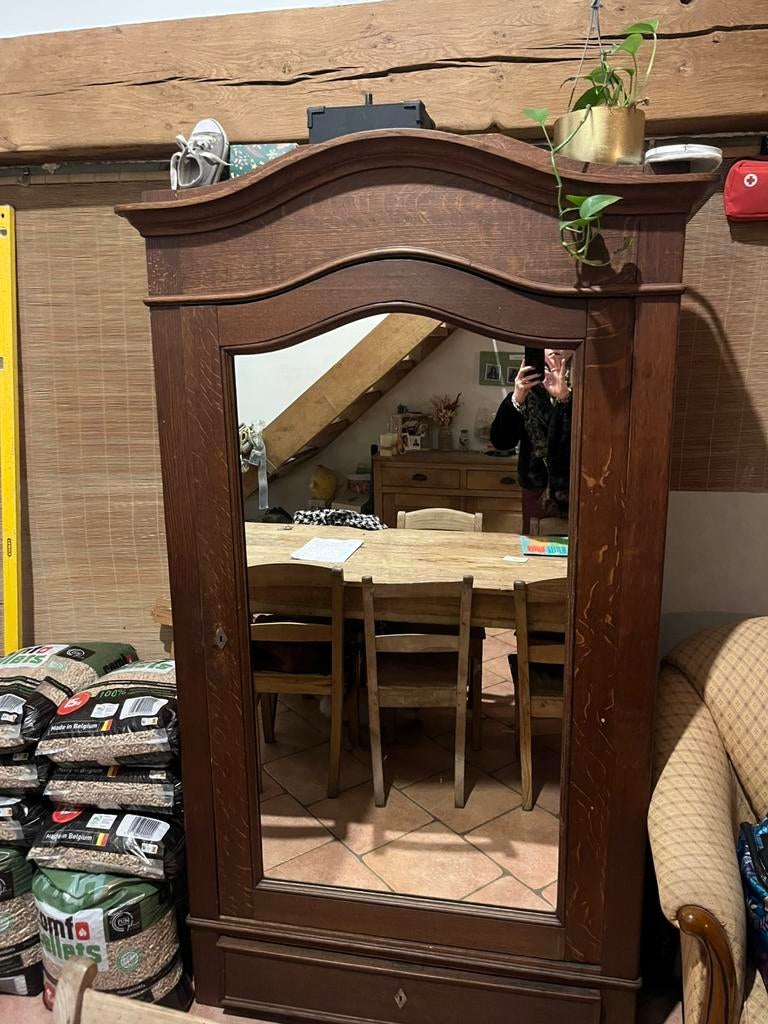Lingere en chêne massif avec miroir, Huis en Inrichting, Woonaccessoires | Overige, Gebruikt, Ophalen
