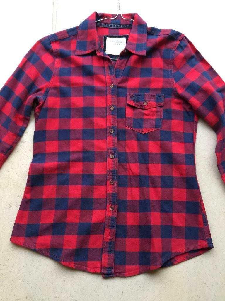 Geruit dames bloesje 'Abercrombie & Fitch', Maat: Small, Kleding | Dames, Blouses en Tunieken, Gedragen, Maat 36 (S), Rood, Ophalen of Verzenden