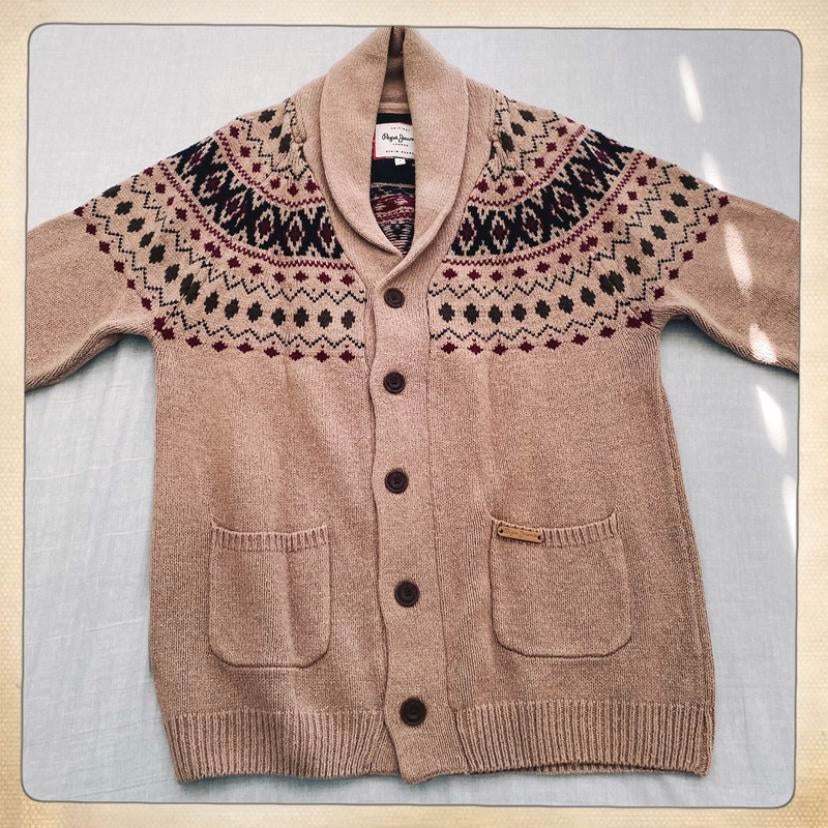Pepe Jeans Retro Patroon Trui Geknoopt Wol, Zo goed als nieuw, Maat 46 (S) of kleiner, Pepe Jeans