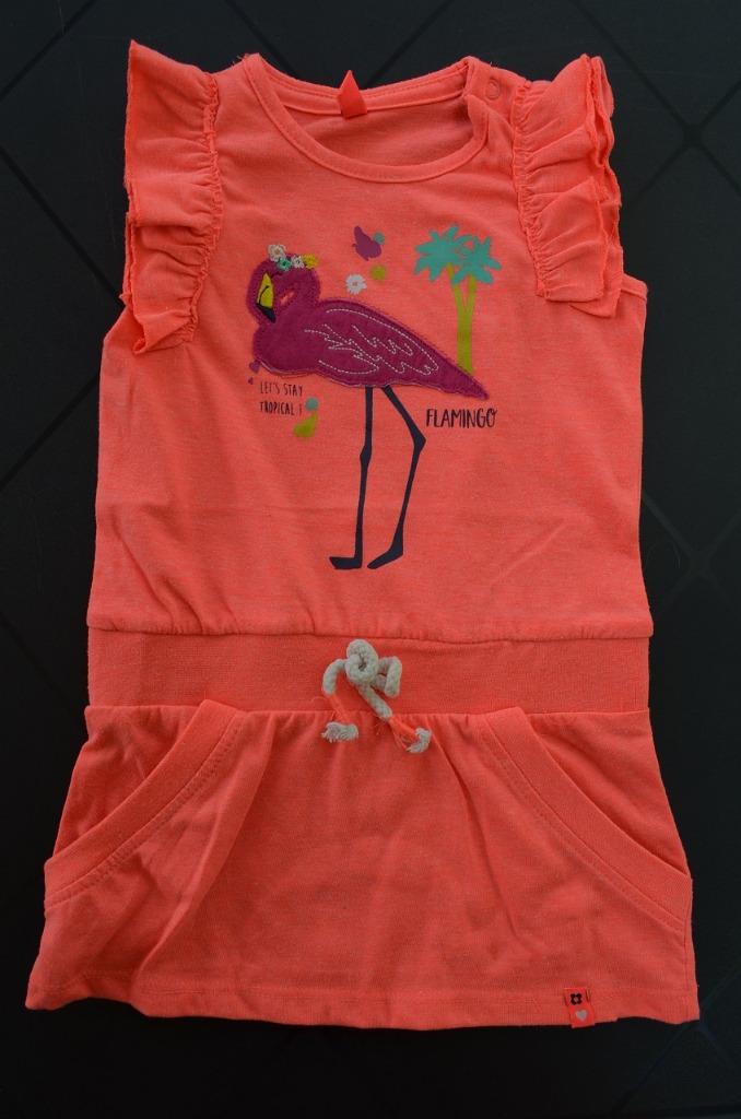 Jurkje met flamingo oranje maat 80, Meisje, Jurkje of Rokje, Ophalen of Verzenden, Zo goed als nieuw