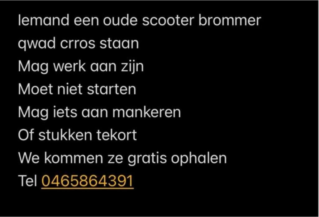Gratis ophalen van brommers scooters en crossen, Enlèvement ou Envoi