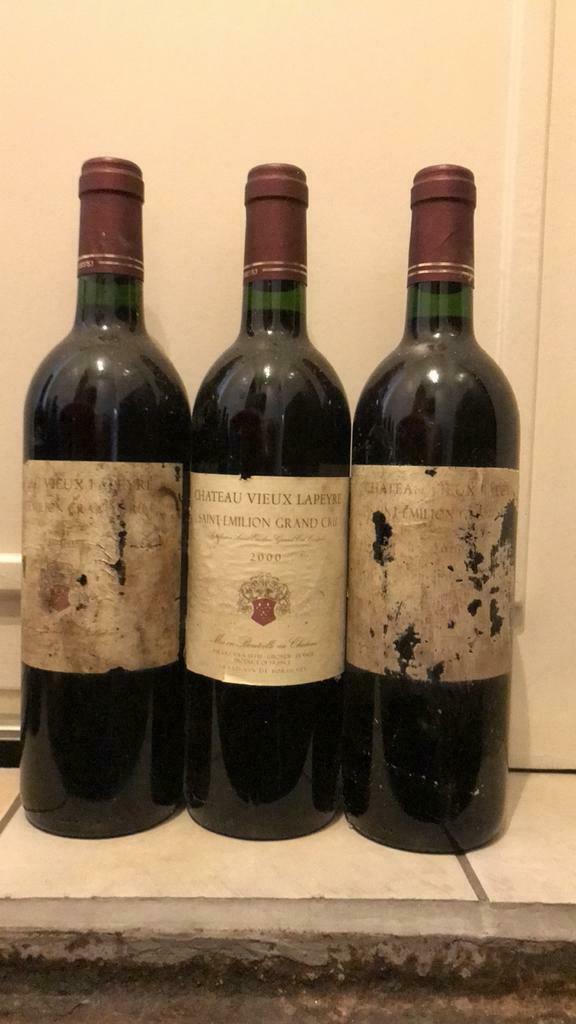 3x Chateau Vieux Lapeyre 2000 Saint-Emilion Grand Cru, Ophalen, Zo goed als nieuw