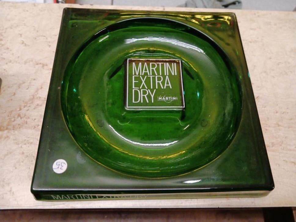Martini extra dry asbak groot glas groen, Ophalen of Verzenden