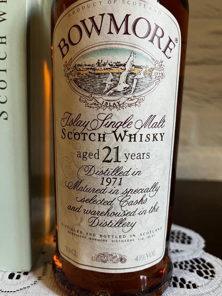 mooie fles Bowmore 1971 21 years old, Verzamelen, Ophalen of Verzenden, Zo goed als nieuw, Overige typen