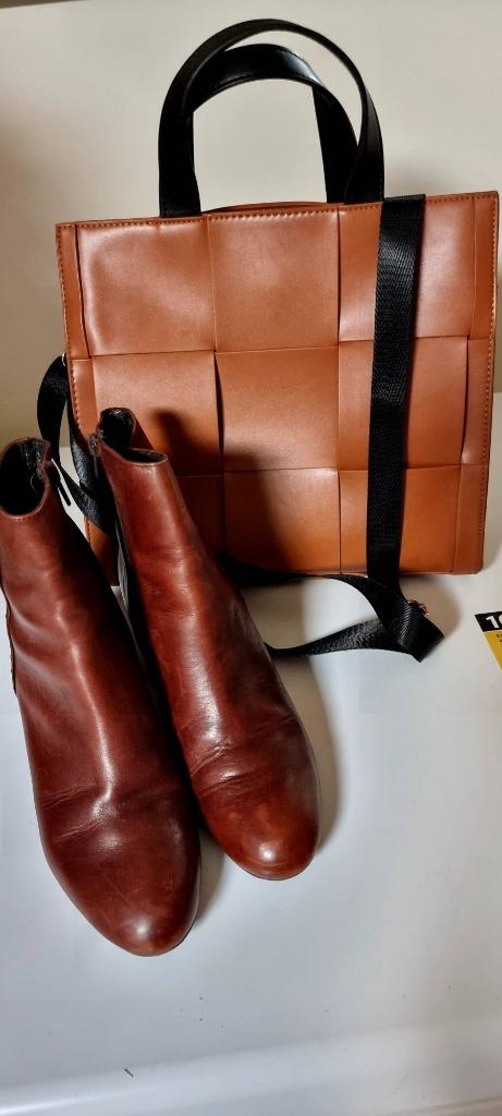 Botillons Mandy cuir, Enlèvement ou Envoi, Comme neuf, Brun, Boots et Botinnes