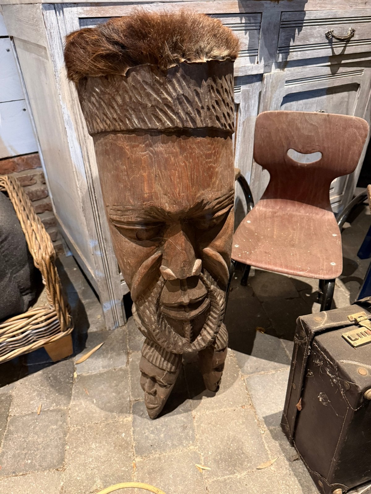 Afrikaans hout sculptuur 1 meter hoog, Antiek en Kunst, Ophalen of Verzenden, Hout, Beeld