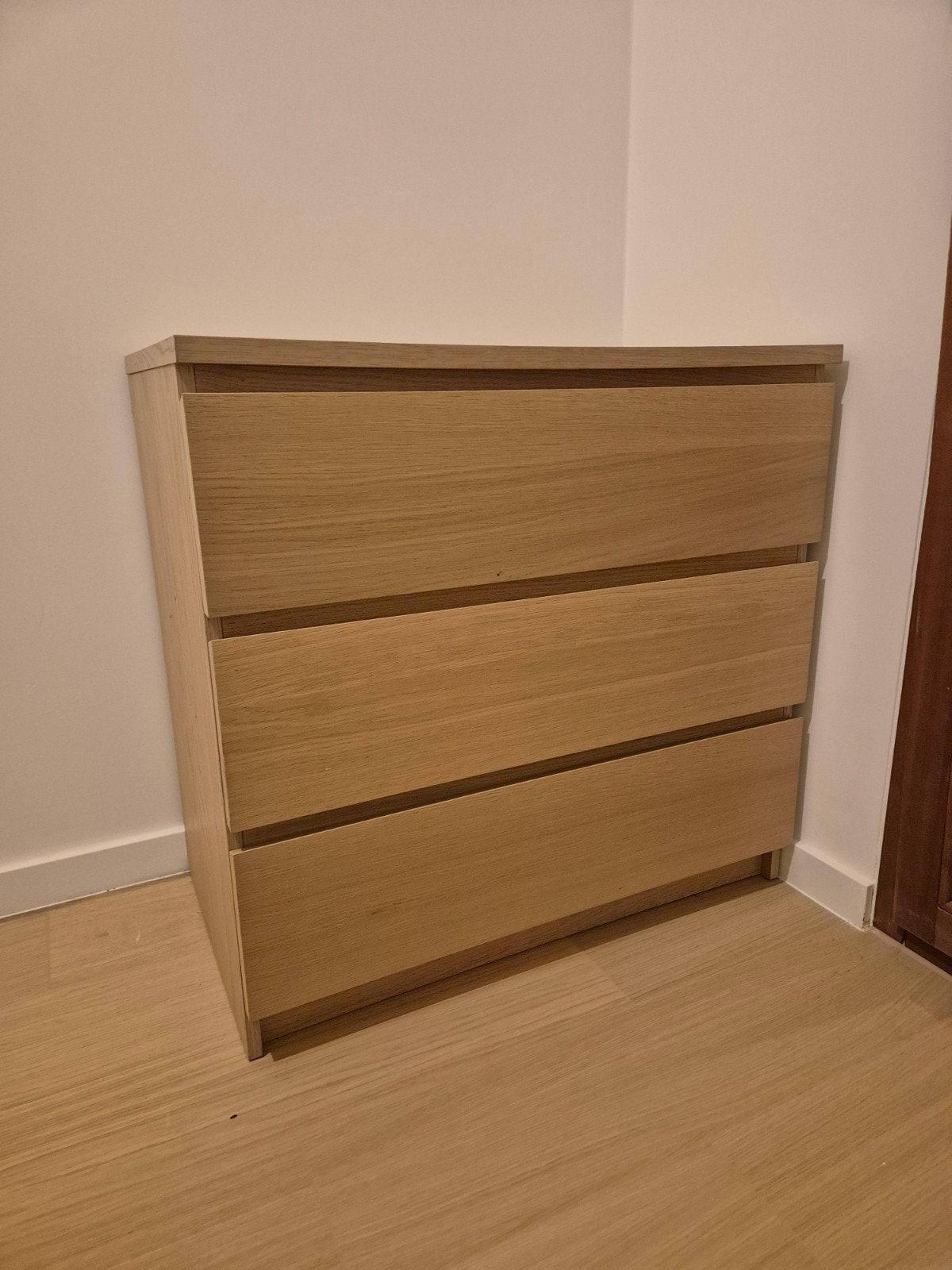 Malm ladekast witgeglazuurd eiken, Maison & Meubles, 3 ou 4 tiroirs, 25 à 50 cm, Moins de 100 cm, Comme neuf