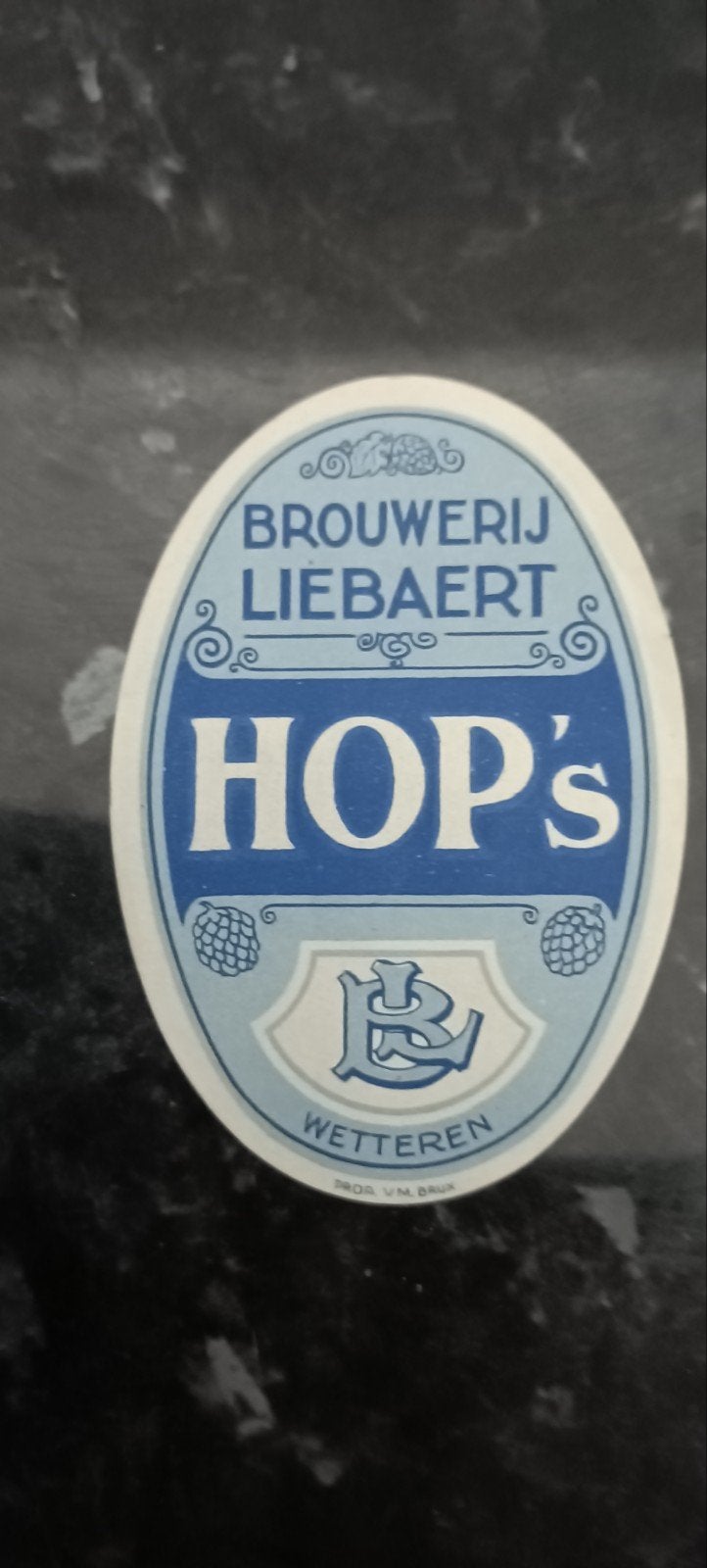 oud bieretiket hop's br Liebaert Wetteren, Verzamelen, Ophalen of Verzenden
