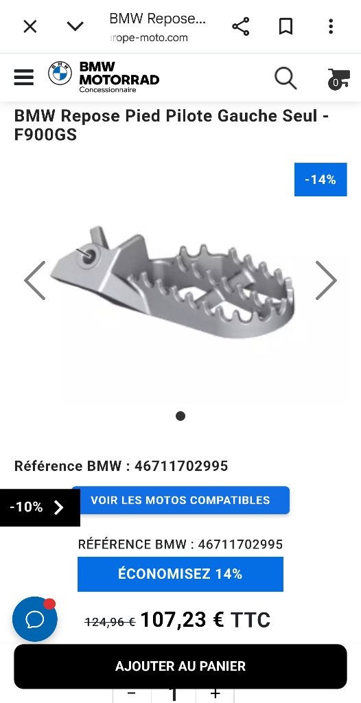 Repose pied droit BMW F850 GSA, Motos, Enlèvement, Utilisé