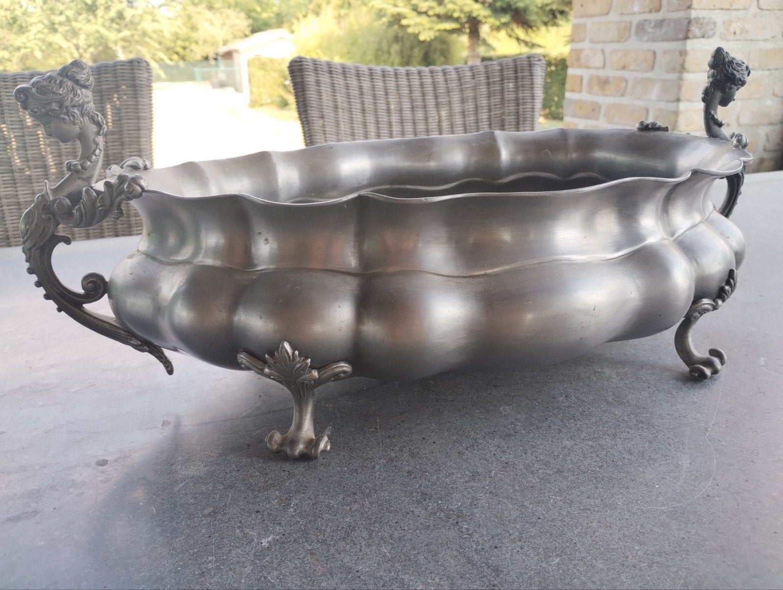 grote tinnen jardiniere, Ophalen of Verzenden