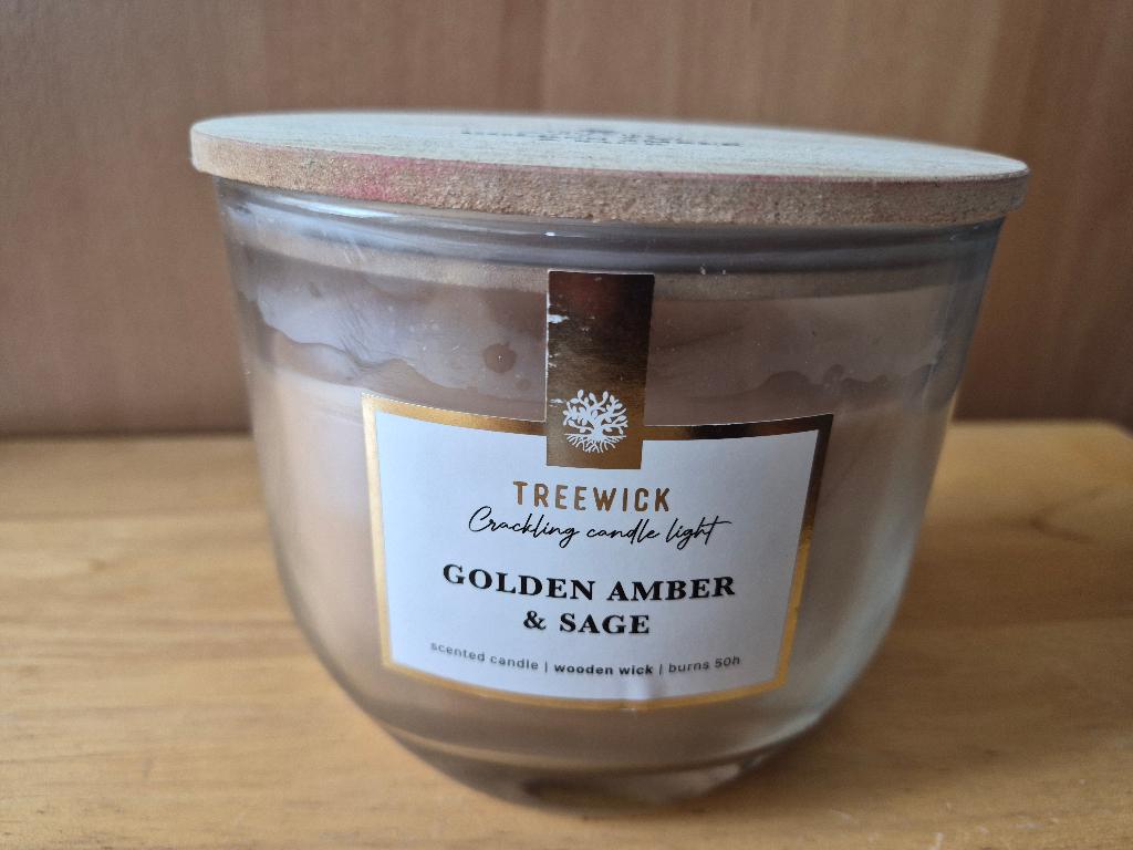 Bougie parfumée Treewick – Golden Amber & Sage, Maison & Meubles, Enlèvement, Neuf, Bougie, Moins de 25 cm