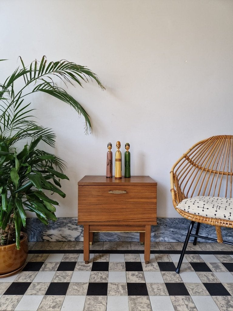 Vintage midcentury nachtkastje | kastje | retro, Enlèvement, Utilisé, Bois, Vintage