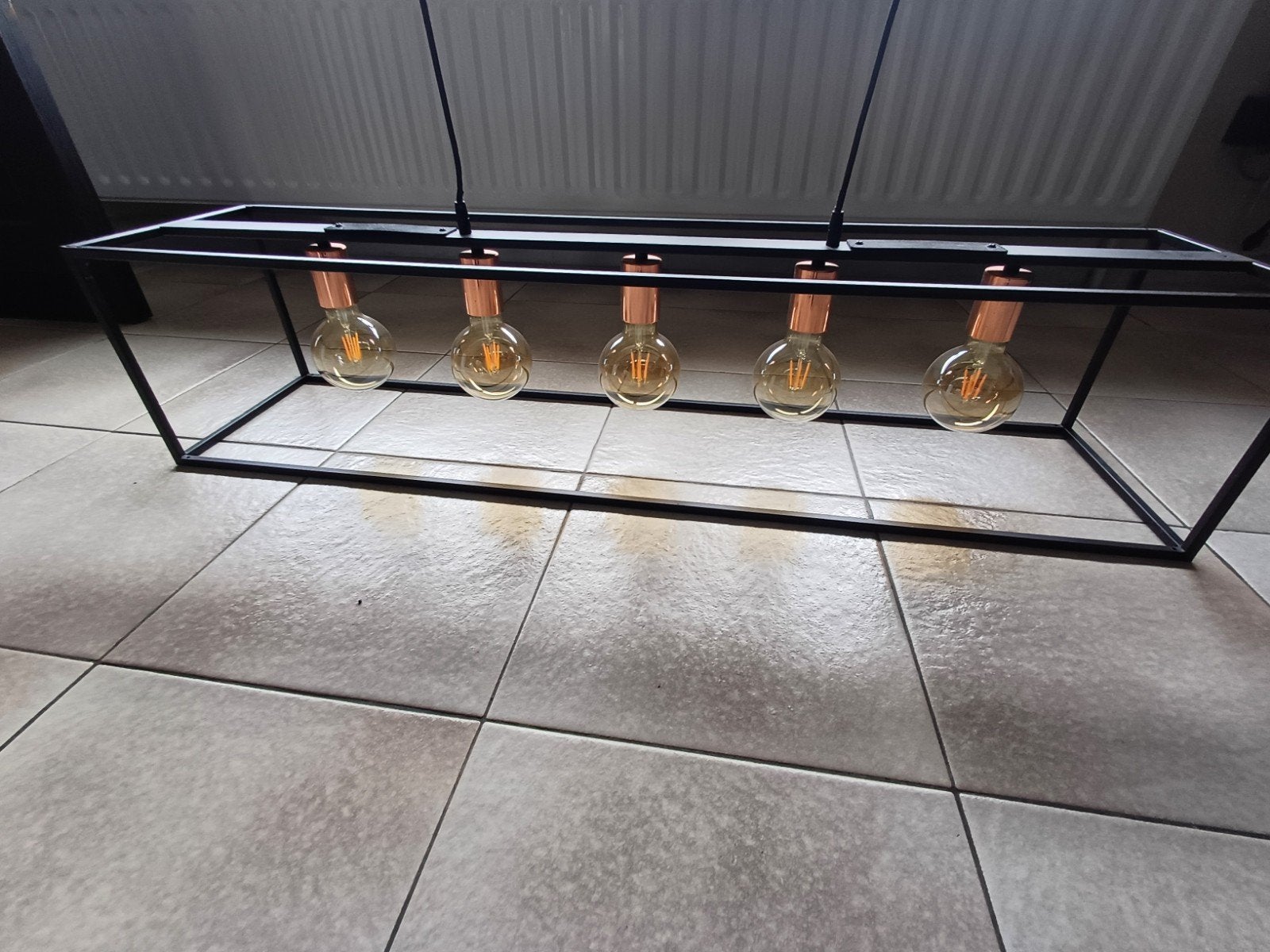 hanglamp zwart, 5 lampen inbegrepen, Industriel, Comme neuf, Enlèvement, Métal