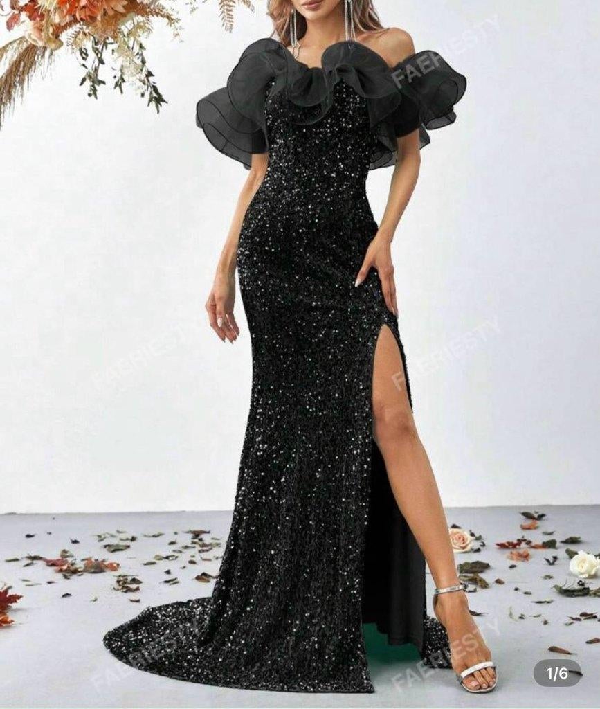 Robe de soirée noire à sequins (T 36) NEUVE, Vêtements | Femmes, Robes, Neuf, Taille 36 (S), Noir, Enlèvement ou Envoi