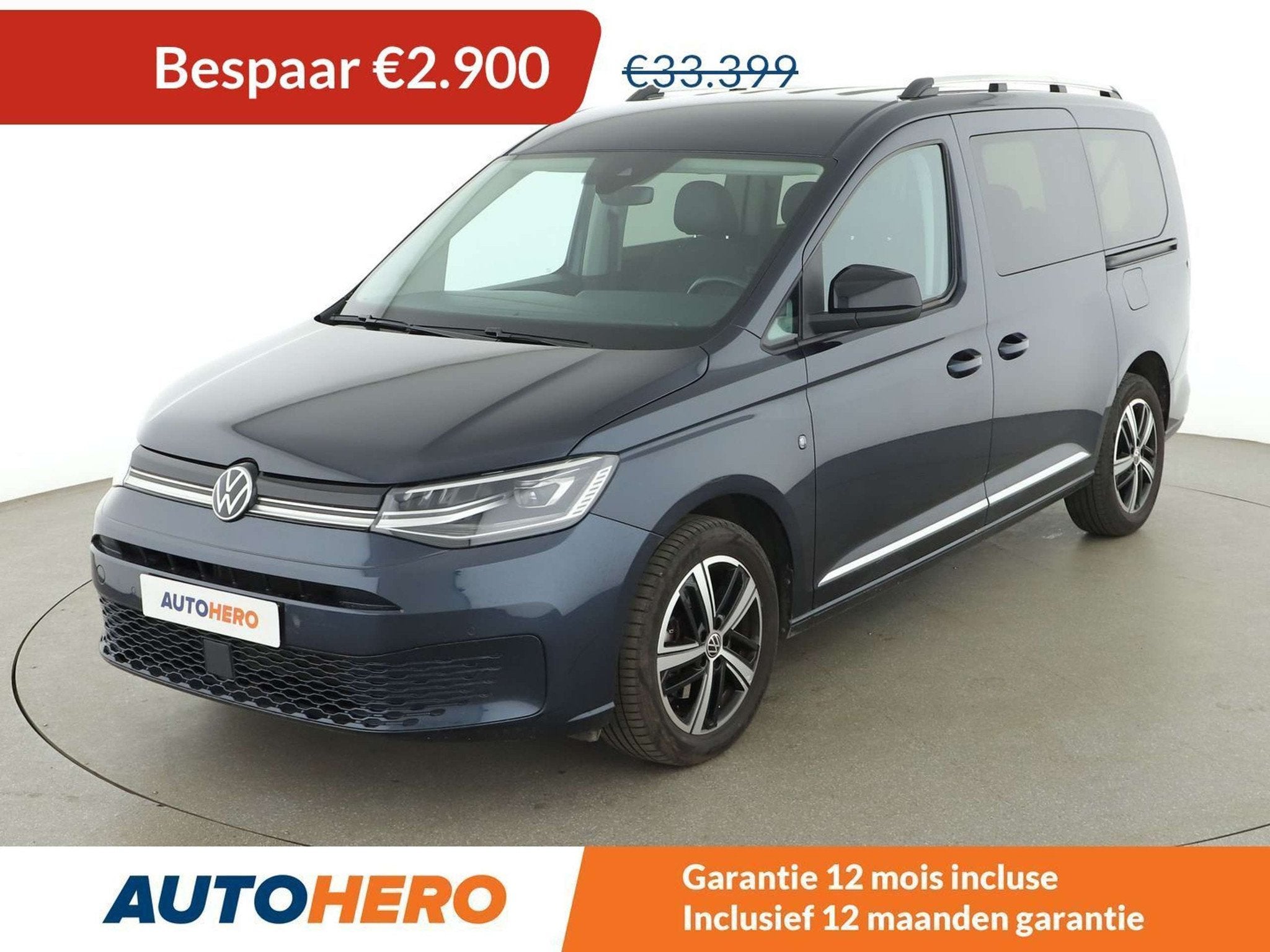 Volkswagen Caddy 1.5 TSI Style Maxi (bj 2023, automaat), Auto's, 158 g/km, Euro 6, Blauw, 7 zetels
